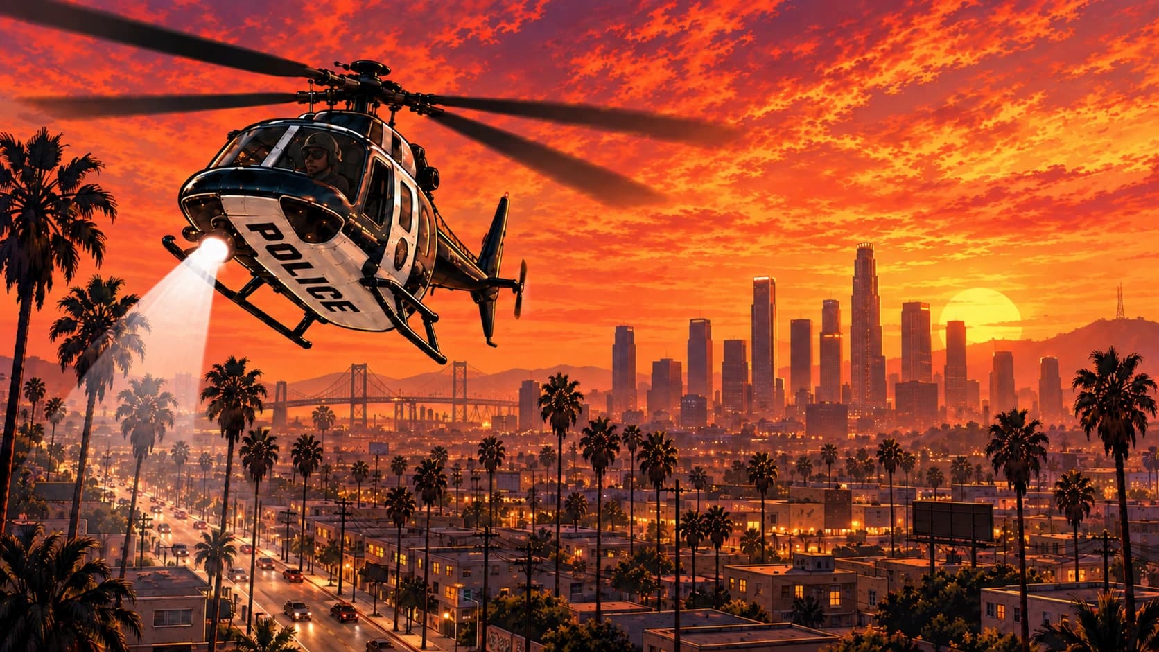 Police helicopter above Los Santos